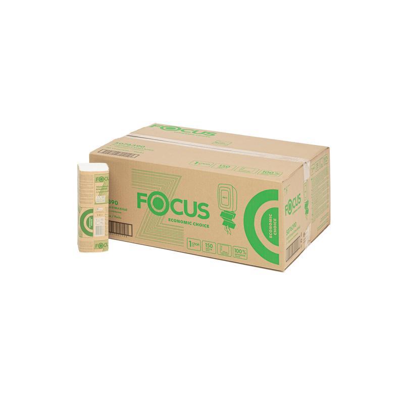 Полотенца бумажные для держателя 1-слойные Focus Eco, листовые Z-сложения, 30 пачек по 150 листов