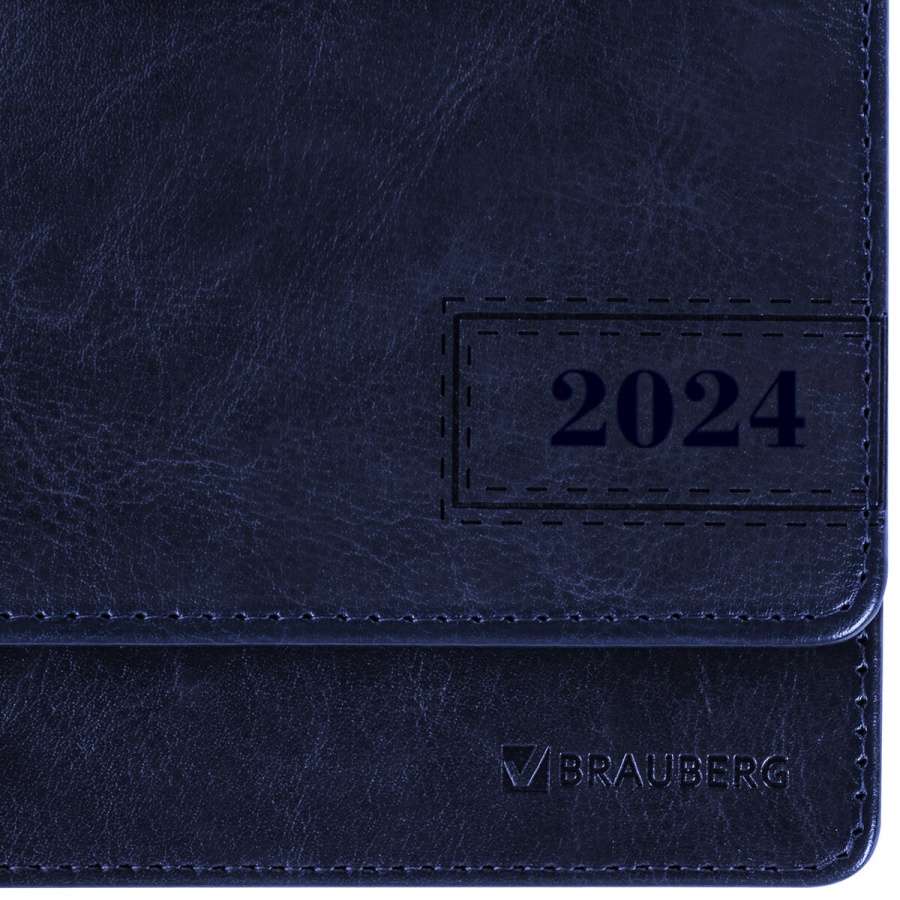 Планинг датированный на 2024 год Brauberg &quot;Imperial&quot; (60 листов) обложка под кожу, синий (114812)