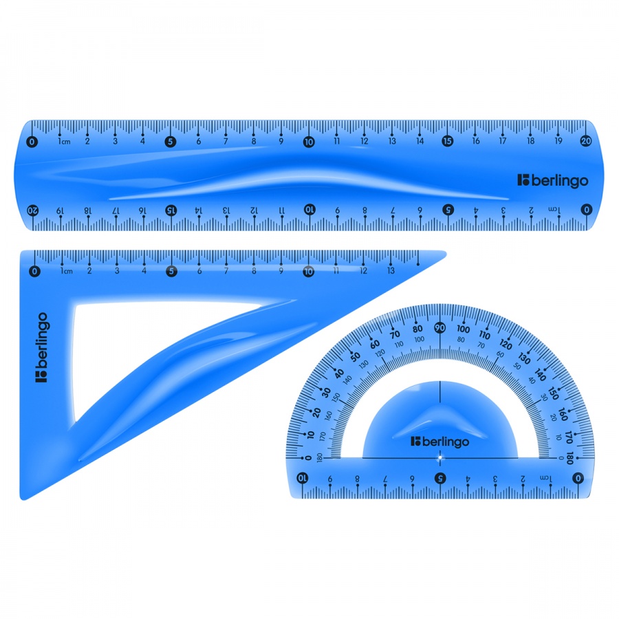 Набор чертежный средний Berlingo Flexy (треугольник 14см, линейка 20см, транспортир) гибкий (RS_10103)
