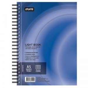 Бизнес-тетрадь А5 Attache Selection LightBook, 100 листов, клетка, на спирали, синяя