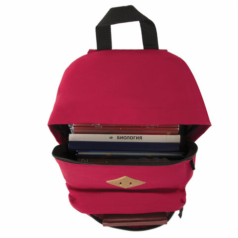 Рюкзак молодежный Brauberg, сити-формат (410х320х140мм) однотонный, красный (225379)