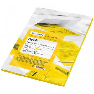 Бумага цветная А4 OfficeSpace медиум желтая, 80 г/кв.м, 50 листов (245202)