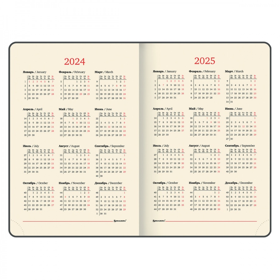 Ежедневник датированный на 2024 год А5 Brauberg &quot;Flap&quot;, органайзер, красный, 168 листов, кожзам &quot;под холст&quot;, 138х213мм (114970)