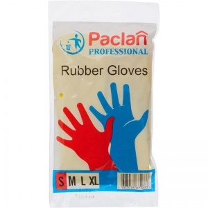 Перчатки резиновые Paclan Professional, с хлопковым напылением, размер 7 (S), желтые, 1 пара (139200), 100 уп.