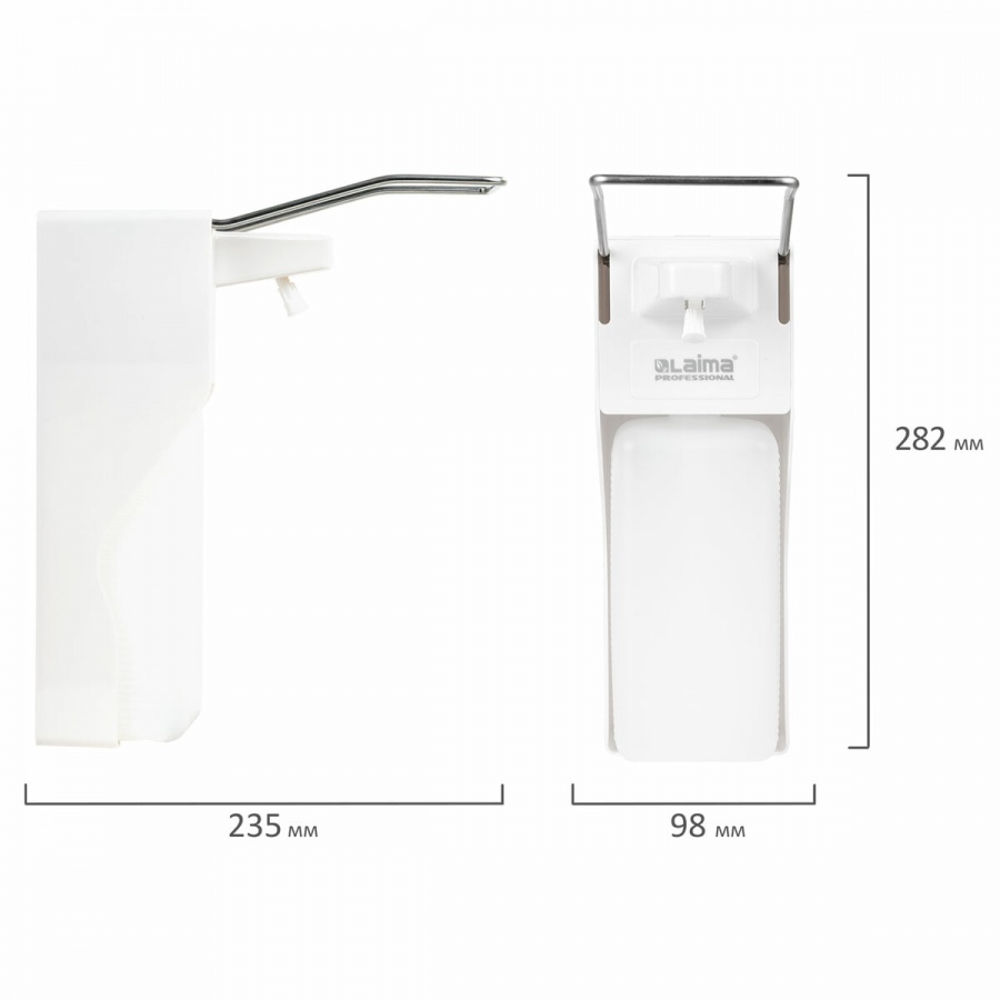 Диспенсер для жидкого мыла и антисептика Лайма, еврофлакон 1л, ABS-пластик (X-2265S)