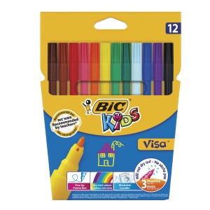 Набор фломастеров 12 цветов BIC Kids Visa (линия 0,9мм) (888695)