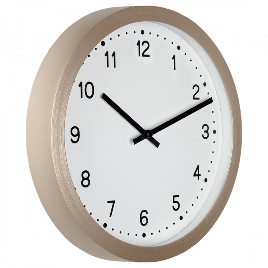 Часы настенные аналоговые Troyka 75759701, круглые, 27x27x3,5 цвет рамки медь (75759701)