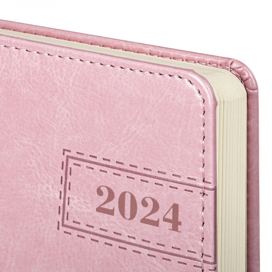 Ежедневник датированный на 2024 год А5 Brauberg &quot;Imperial&quot;, розовый, 168 листов, кожзам, 138х213мм (114859)