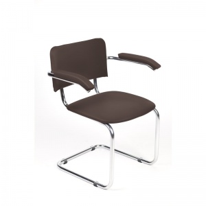 Конференц-кресло Silwia Arm, кожзам коричневый, хром, 1шт.