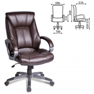 Кресло руководителя Brabix Maestro EX-506, экокожа коричневая, пластик черный (530878)