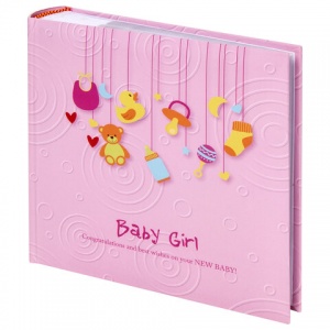 Фотоальбом Brauberg "Baby Girl", на 200 фото 10х15см, твердая обложка, бумажные страницы, бокс, розовый