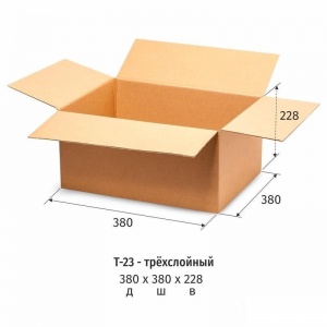 Короб картонный 380x380x228мм, картон бурый Т-23 профиль B, 10шт.