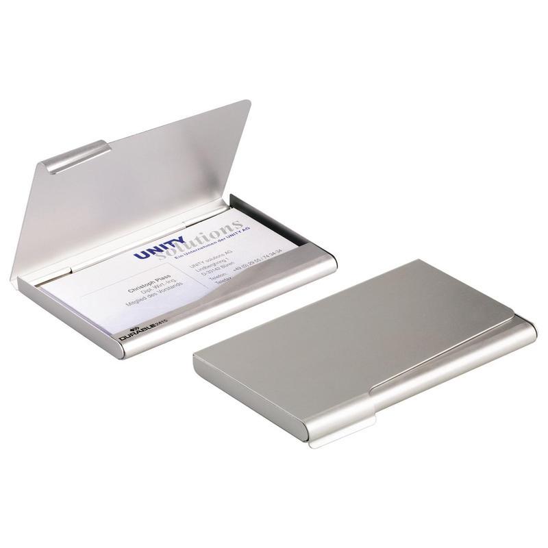 Визитница карманная Durable Business Card Box (на 15 визиток, алюминий, 90х55мм) серебристая (2415-23)