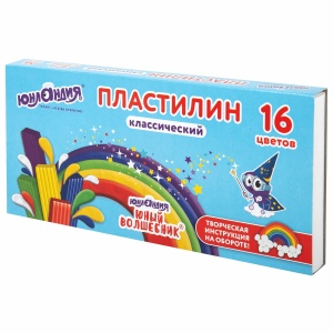 Пластилин 16 цветов Юнландия "Юный волшебник", 240г, со стеком, 5 уп. (106430)