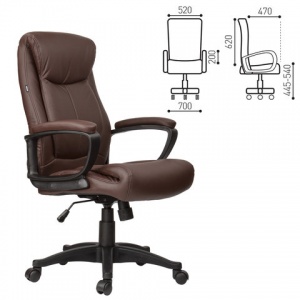 Кресло руководителя Brabix Enter EX-511, экокожа коричневая, пластик черный (531163)