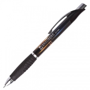 Ручка шариковая автоматическая Brauberg Metropolis (0.35мм, синий цвет чернил, масляная основа, хромированные детали) 12шт. (142134)