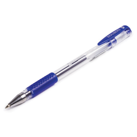 Ручка гелевая Brauberg Number One (0.35мм, синий, резиновая манжетка) 12шт. (141193)