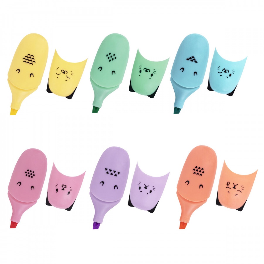 Набор маркеров-текстовыделителей Brauberg Kids Cute Cats Pastel (1-5мм, 6 цветов) 35шт. в пласт. банке (152434)