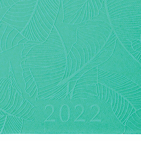 Еженедельник датированный на 2022 год А6 Brauberg Foliage (64 листа) обложка кожзам, бирюзовый,(112900), 3шт. (112900)
