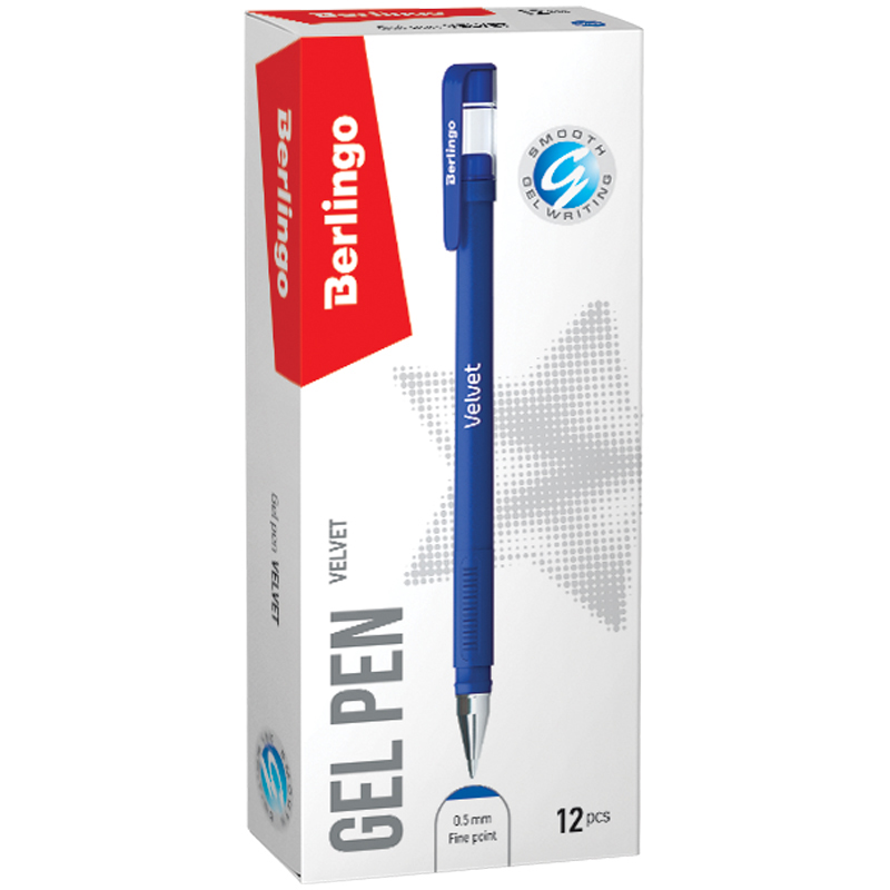 Ручка гелевая Berlingo Velvet (0.4мм, синий, прорезиненый корпус) 12шт. (CGp_50126)