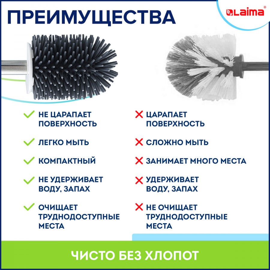 Ершик для туалета с подставкой Лайма Round Type, напольный/настенный с креплением и пинцетом (608133)