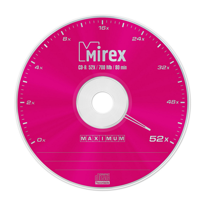 Оптический диск CD-R Mirex 700Mb, 52x, slim case, 1шт.