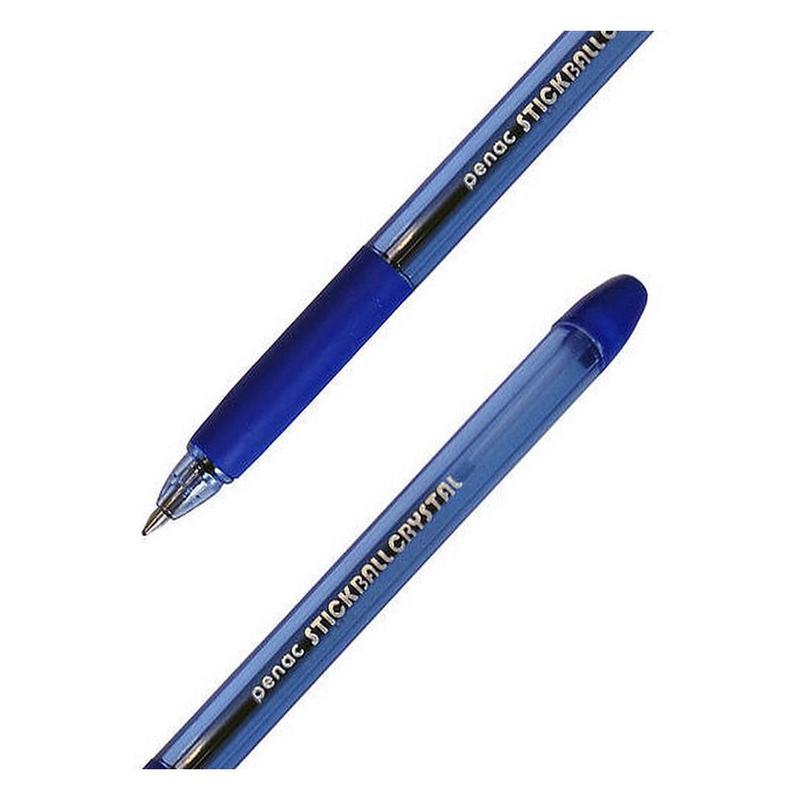 Ручка шариковая Penac Stick Ball Crystal (0.35мм, синий цвет чернил), 12шт.