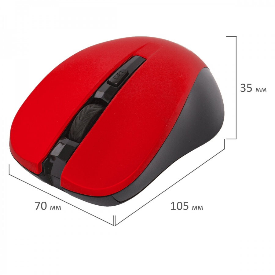 Мышь оптическая беспроводная с бесшумным кликом Sonnen V18, USB, 4 кнопки, красная, 100шт. (513516)