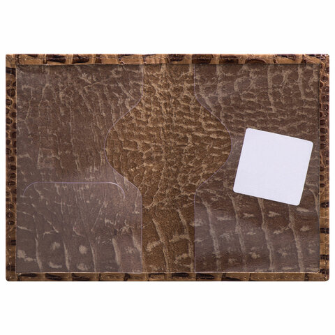 Обложка для паспорта Brauberg, натуральная кожа лаковая, тиснение &quot;Passport&quot;, светло-коричневая