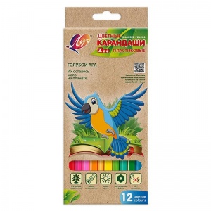 Карандаши цветные 12 цветов Луч "Zoo" (L=175мм, d=2.5мм, 6гр, пластик) картонная упаковка (29С 1740-08), 12 уп.