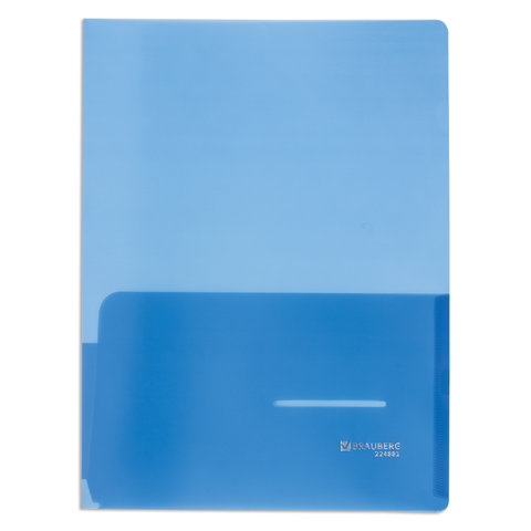 Папка-уголок Brauberg (А4, 180мкм, 2 кармана, пластик) синяя (224883), 15шт.