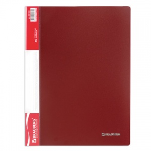 Папка файловая 40 вкладышей Brauberg Стандарт (А4, пластик, 700мкм) красная (221602), 30шт.