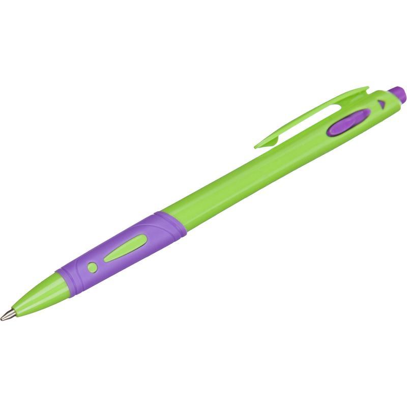 Ручка шариковая автоматическая Attache Vegas (0.33мм, синий цвет чернил, зеленый/фиолетовый корпус), 50шт.