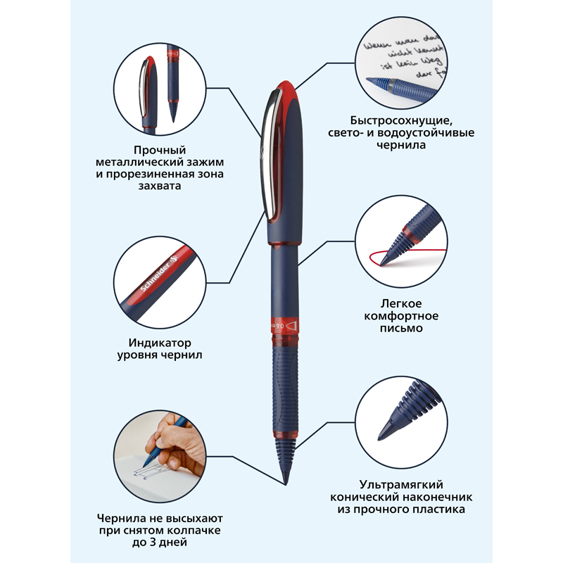 Ручка-роллер Schneider One Business (0.6мм, красный цвет чернил) (183002)