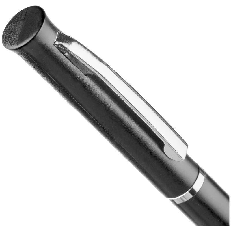 Ручка шариковая автоматическая (черный/серебристый корпус, 0.7мм, синий цвет чернил)