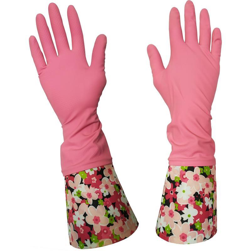 Перчатки латексные Unibob с хлопковым напылением, размер 8 (М), розовые, 1 пара (67472), 12 уп.