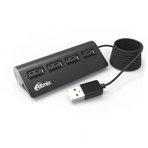 Разветвитель (хаб) USB Ritmix CR-2400, на 4 порта, черный (15118095)