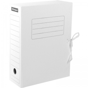 Папка архивная с завязками OfficeSpace (А4, корешок 100мм, до 400л., 2 завязки, картон) белая (225435)