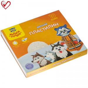 Пластилин 10 цветов Мульти-Пульти "Енот на Аляске", 150г со стеком (ДП_10234)