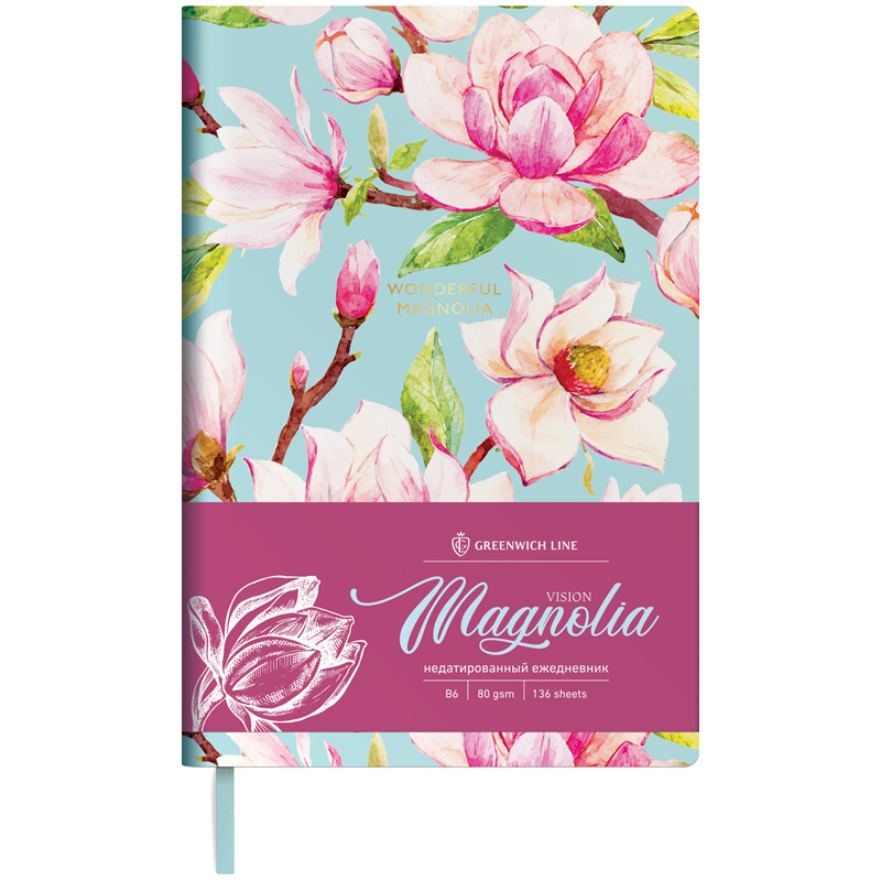 Ежедневник недатированный В6 Greenwich Line Vision Magnolia (136 листов) обложка кожзам, цв.срез (ENB6-25318)
