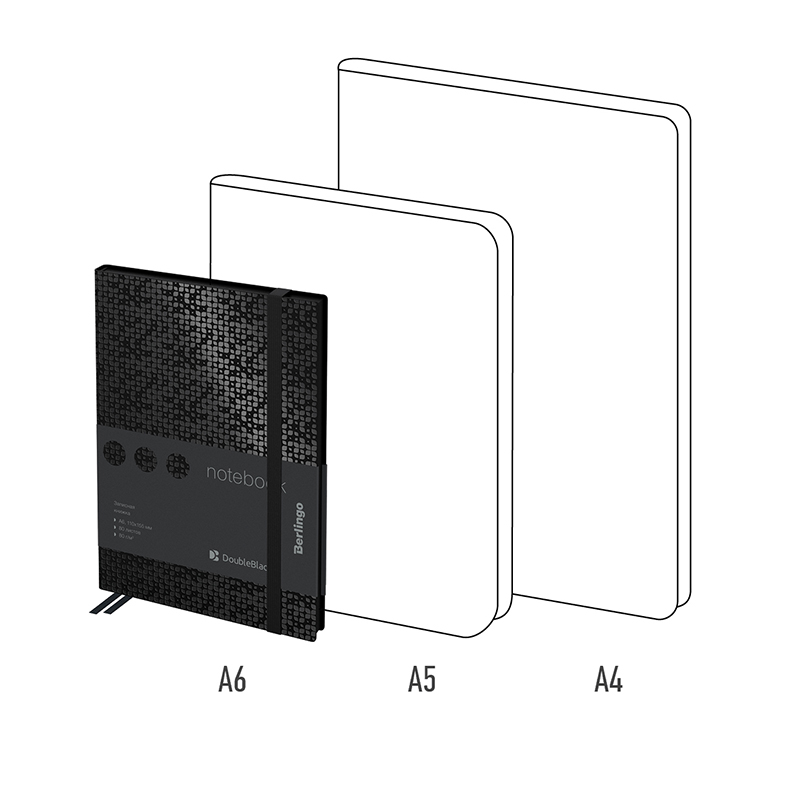 Записная книжка А6 Berlingo &quot;DoubleBlack&quot;, 80 листов, кожзам, черный срез, черная, с рисунком (NB0_94601)