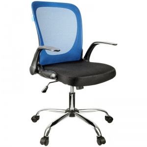 Кресло офисное Helmi HL-M04 "Active", ткань TW черная, сетка синяя, хром (283161)