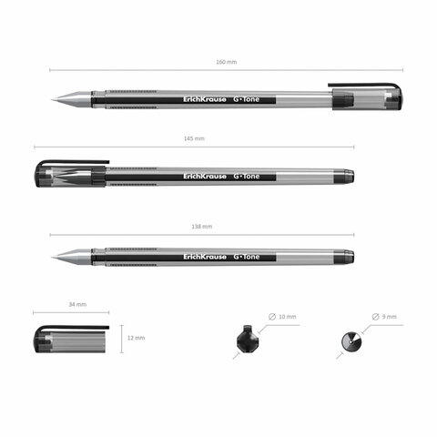 Ручка гелевая Erich Krause G-Tone (0.4мм, черный) 1шт. (17810)