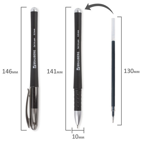 Ручка гелевая Brauberg Impulse (0.35мм, черный, игольчатый наконечник) 1шт. (141183)