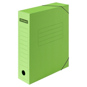 Папка на резинках картонная OfficeSpace (А4, корешок 75мм, до 400л., микрогофрокартон) зеленая, 1шт. (225425)