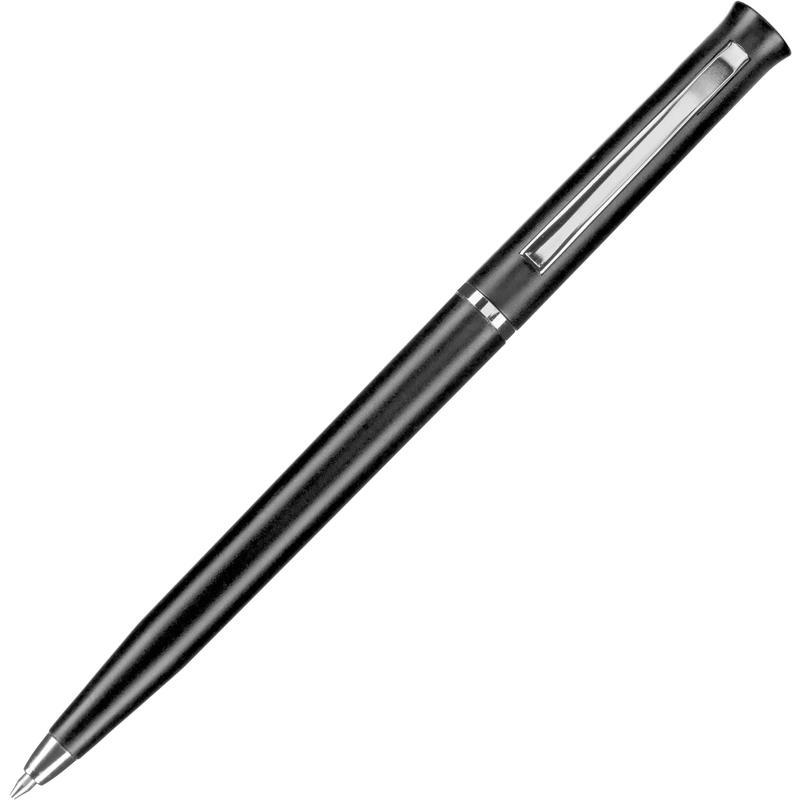 Ручка шариковая автоматическая (черный/серебристый корпус, 0.7мм, синий цвет чернил)