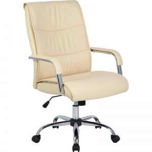 Кресло руководителя Easy Chair 509 TPU, кожзам бежевый, хром