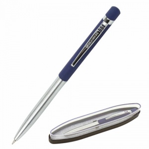 Ручка шариковая подарочная Brauberg Ottava (0.5мм, синий цвет чернил, корпус серебристый с синим) 2шт. (143487)