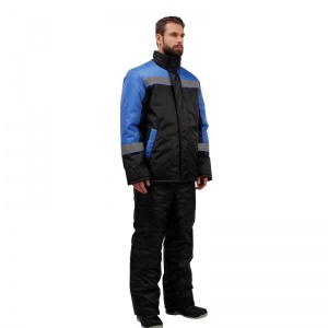 Спец.одежда Куртка зимняя мужская з38-КУ с СОП, черная/голубая (размер 48-50, рост 182-188)