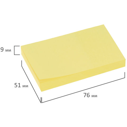 Стикеры (самоклеящийся блок) Brauberg, 76x51мм, желтый, 100 листов (122689)